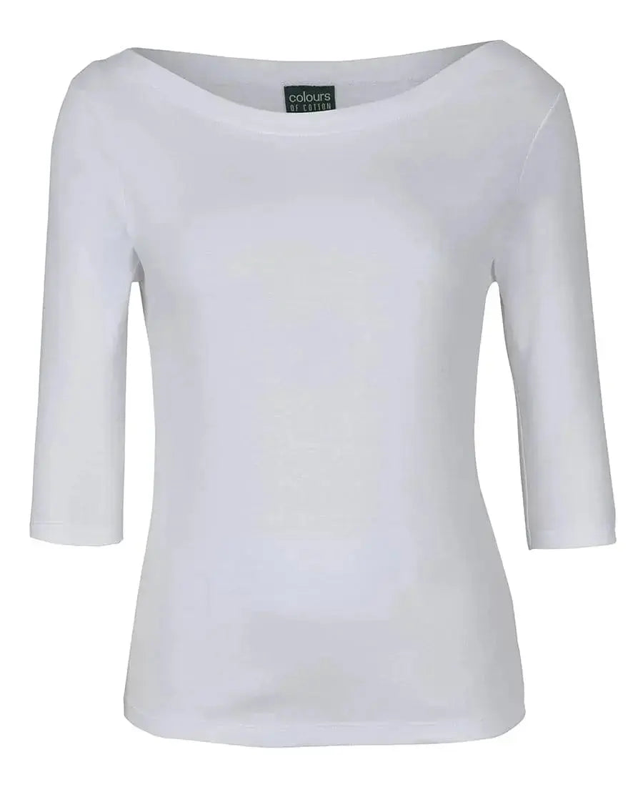 C Of C Ladies 3/4 Sleeve Boat Neck Tee 1BT3 - Flash Uniforms